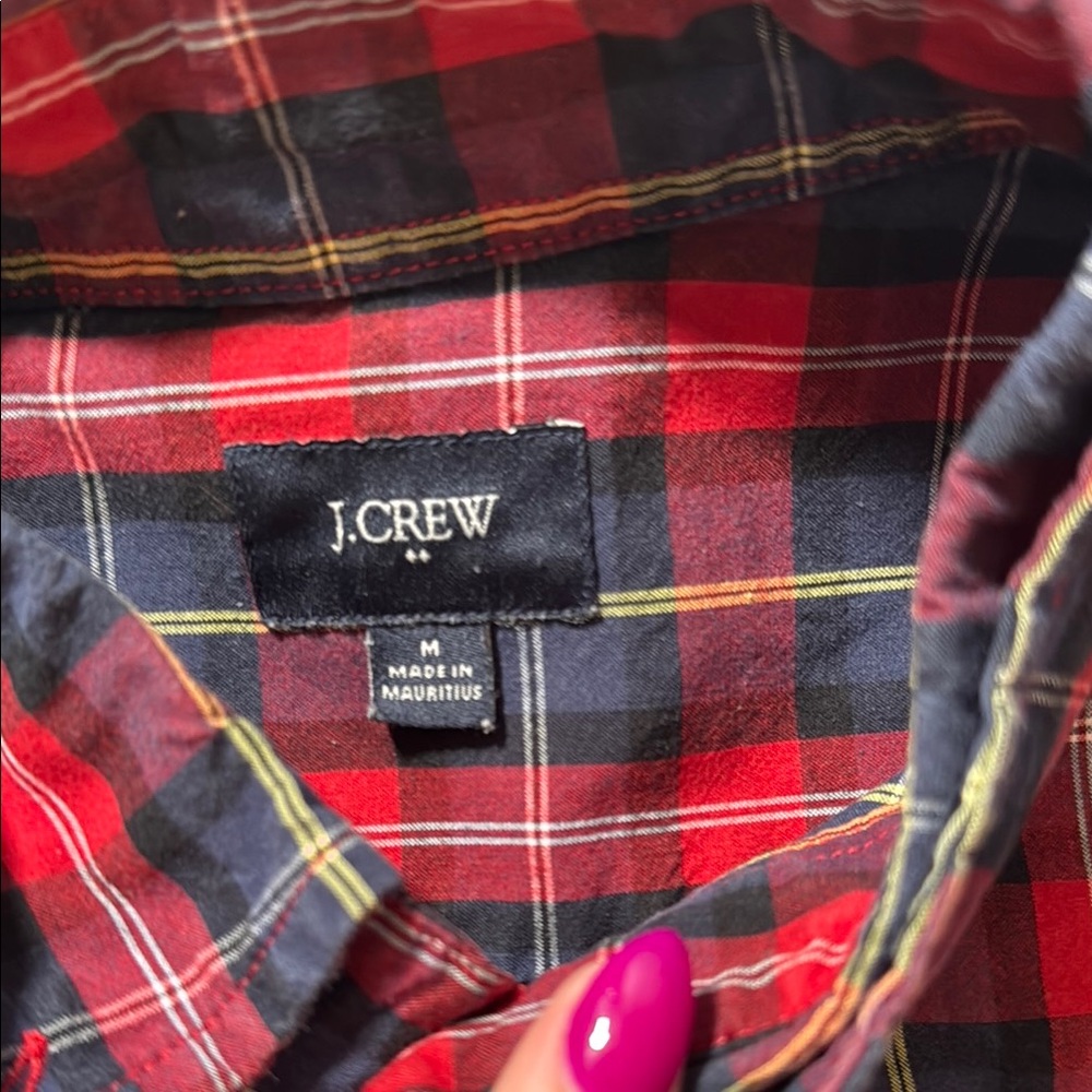 Men's Red and Blue Plaid Shirt Jcrew - Picture 2 of 2
